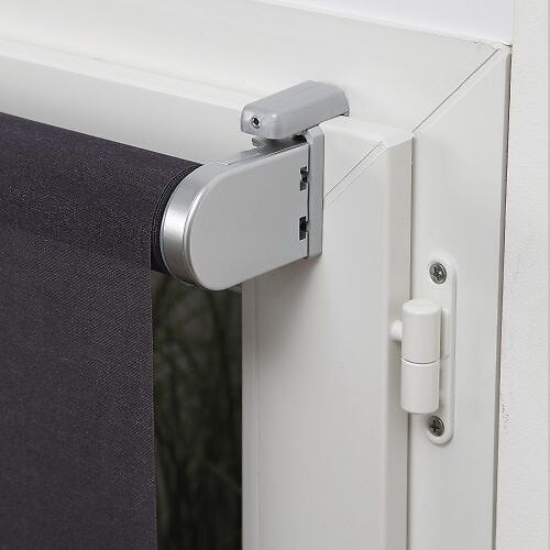 MADECO - U19-Lot de 2 supports métal gris pour pose sans perçage - large