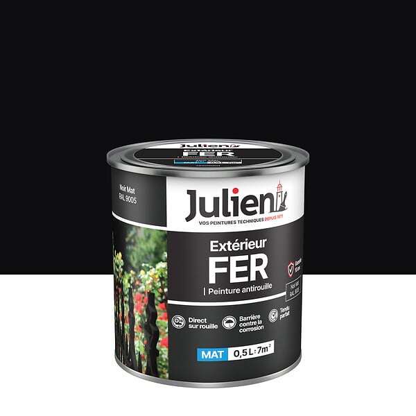 JULIEN - Peinture antirouille pour métaux ferreux - Noir - 0.5L - large