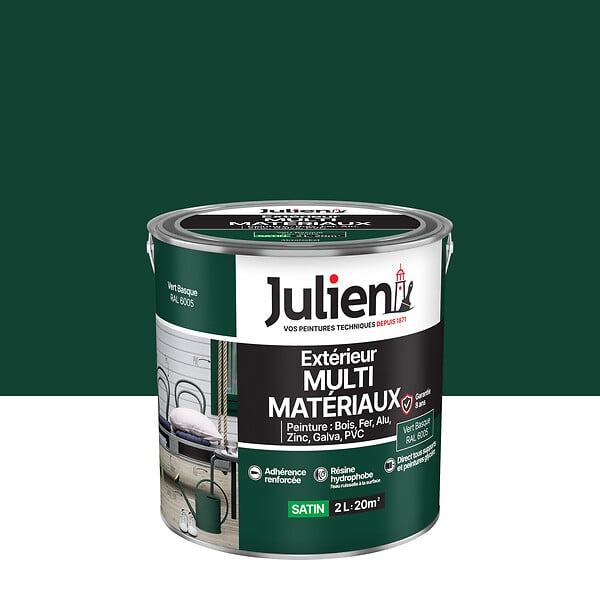 JULIEN - Peinture extérieure multi-matériaux - Satin - Vert Basque 2L - large