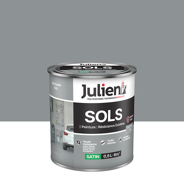 JULIEN - Peinture sol Satin - Gris Fossile - Résistance Extrême 0,5L - large