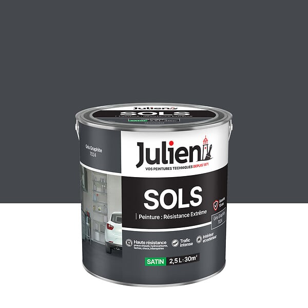 JULIEN - Peinture Sols Extreme Julien Satin - Gris Graphite 2.5L - large