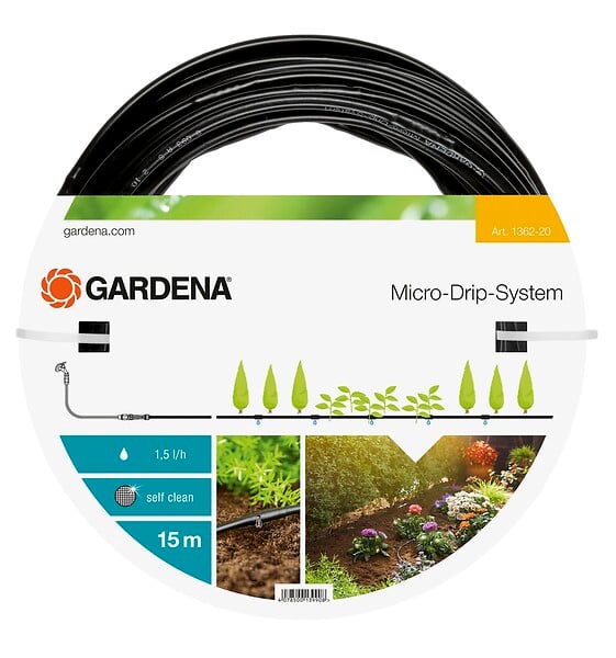 GARDENA - Tuyau goutte-à-goutte plastique 15 m - Débit 1,5 l/h - large