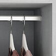 EMUCA - Lot de 2 rails ovales pour armoires 30x15mm longueur 1.15m avec supports, Acier et Zamak, Chromé - vignette