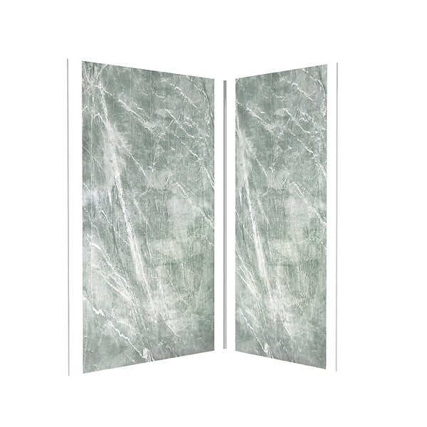 AURLANE - Pack de 2 Panneaux Muraux Pierre Artic Green 90+120x210 cm avec Profilés ANODISE BRILLANT - STONE'IT - large