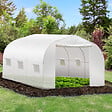OUTSUNNY - Serre tunnel de jardin dim. 3,5L x 3l x 2H m porte + 6 fenêtres enroulables acier galvanisé bâche PE haute densité blanc - vignette