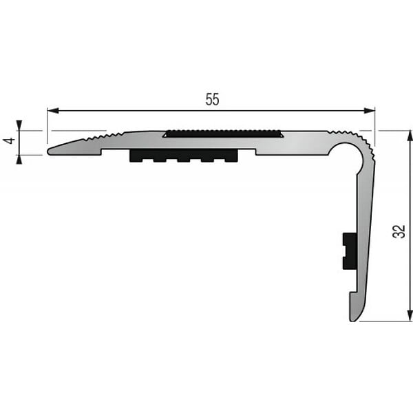 DINAC - Nez de marche en aluminium pour usage tertiaire intérieur modèle 3T à bande - pose en applique avec adhésifs - large
