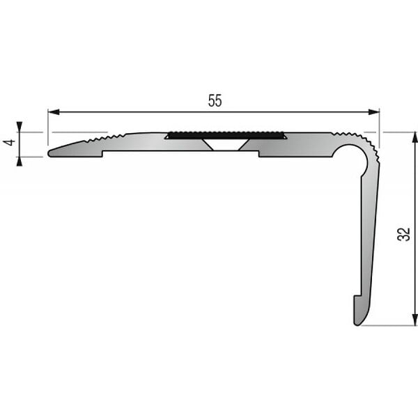 DINAC - Nez de marche en aluminium pour usage tertiaire intérieur modèle 3T à bande - pose en applique avec adhésifs - large