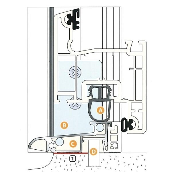 BILCOCQ - Seuil PL 60R REHAU finition argent longueur 6m pour porte d'entrée en applique - large
