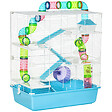 PAWHUT - Grande cage à hamsters 5 niveaux - tunnels, abreuvoir, roue, maisonnette, échelles - dim. 59L x 36l x 69H cm - métal PP bleu blanc - vignette