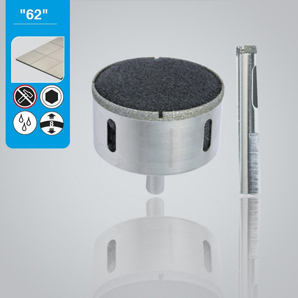 LEMAN - Scie trépan diamanté Leman SA - Carrelage - Ø 65mm - L 38mm - large