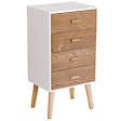 HOMCOM - Meuble de rangement chiffonnier design scandinave 40L x 30l x 75H cm 4 tiroirs bois massif pin MDF blanc et hêtre motif graphique - vignette