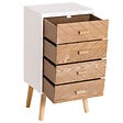 HOMCOM - Meuble de rangement chiffonnier design scandinave 40L x 30l x 75H cm 4 tiroirs bois massif pin MDF blanc et hêtre motif graphique - vignette