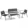 OVIALA - Salon de jardin 4 places et 1 table basse en acier anthracite - Palavas - vignette