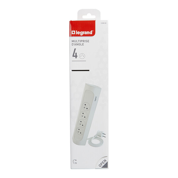 LEGRAND - Rallonge d'angle 4 prises 2P+T - Blanc - Cordon 1m - large