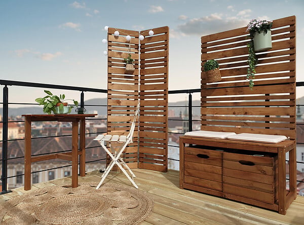 CERLAND - Banc occultant MEMPHIS marron - 2 places - L.91xP.50xH.160cm - large
