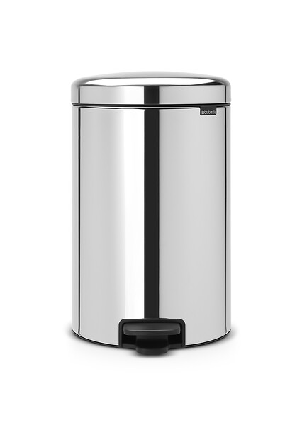 BRABANTIA - Poubelle de cuisine à pédale NewIcon - Ronde - Brilliant Steel - 20L - large