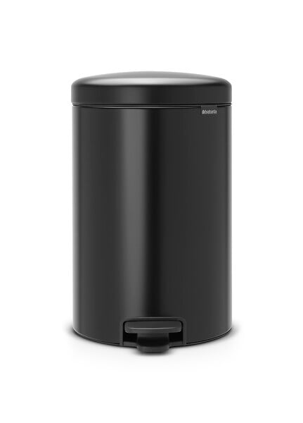 BRABANTIA - Poubelle à pédale Newicon - Ronde - Noir - Mat - 20L - large