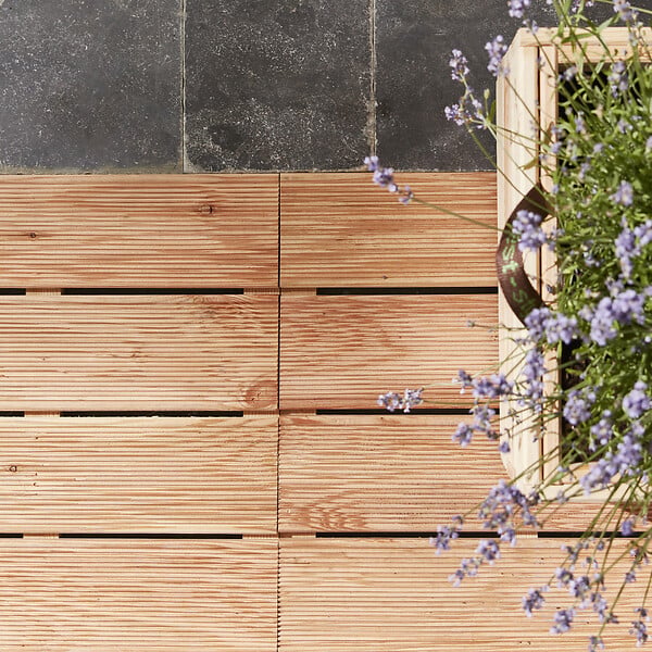 CERLAND - Dalle de terrasse Meleze - Bois - 50x50cm - large