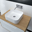 AURLANE - Vasque carrée blanche en céramique à poser - 40x40x13.5cm - POP SQUARE ROUNDED - vignette