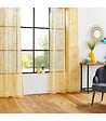 ATMOSPHERA - Voilage à œillets Ocre motif Feuille 140 x 240 cm - vignette