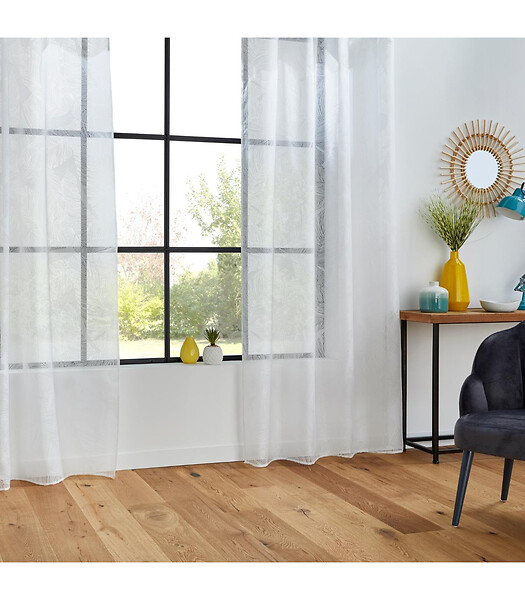 ATMOSPHERA - Voilage à œillets Blanc motif Feuille 140 x 240 cm - large