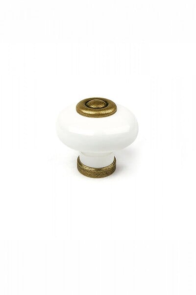 CENTRALE BRICO - Lot De 4 Boutons De Meuble Rond Porcelaine Brillant H.28 X L.31 X P.31 Mm - large