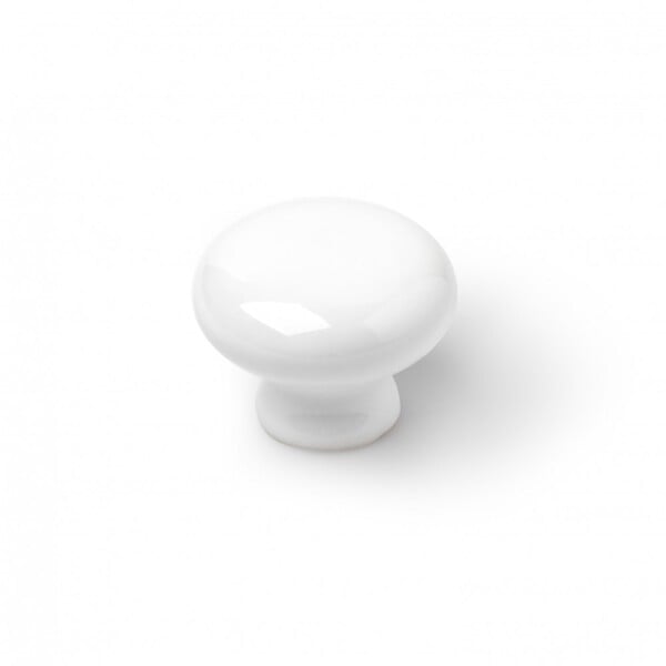 CENTRALE BRICO - Lot De 4 Boutons De Meuble Rond Porcelaine Brillant H.27 X L.35 X P.35 Mm - large