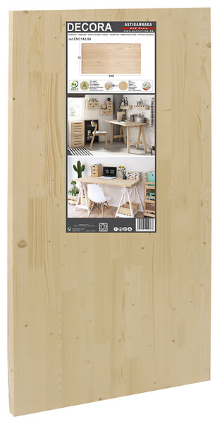 ASTIGARRAGA KIT LINE - Plateau bureau pin massif naturel - L.140xl.70xEp.3cm - large