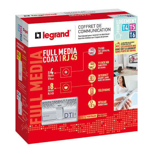 LEGRAND - Coffret communication Full Media - coaxial/RJ45 - Cat.6 - large