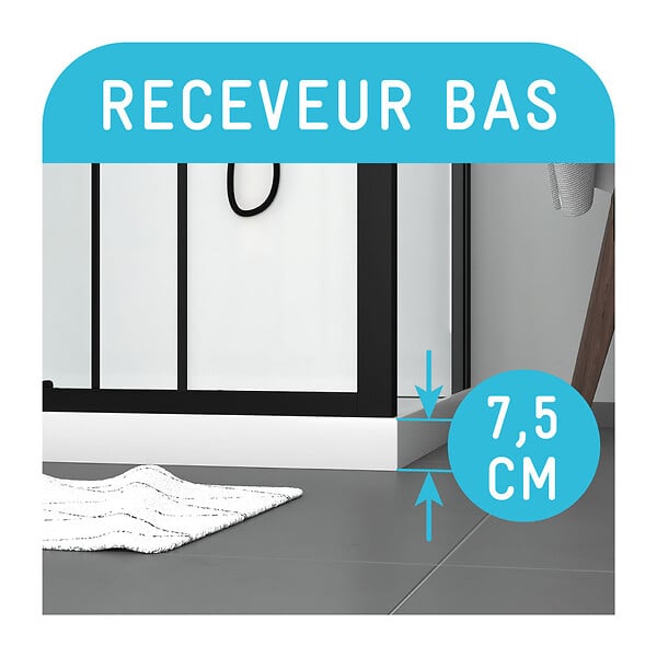 AURLANE - Cabine de douche 115x90x210 cm avec receveur + bonde 90mm + Grille linéaire - FACTORY 2 - large
