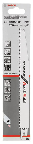 BOSCH - Lames scie sabre bimétal Progressor - 200mm - Bois et métal - large