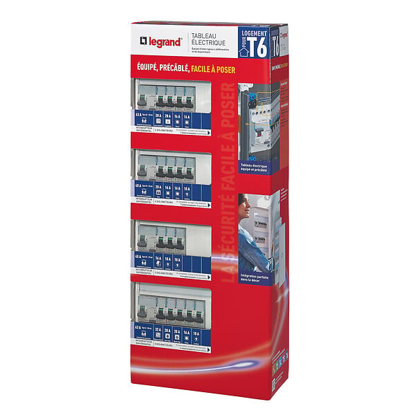 LEGRAND - Tableau électrique pré-équipé Drivia - 4 rangées - Logement T6 - large