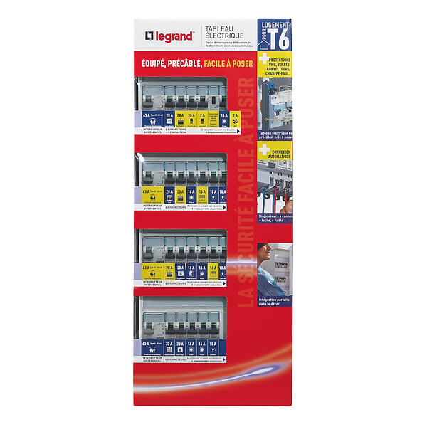 LEGRAND - Tableau électrique précâblé Evolué - 4 rangées - 52 modules - large