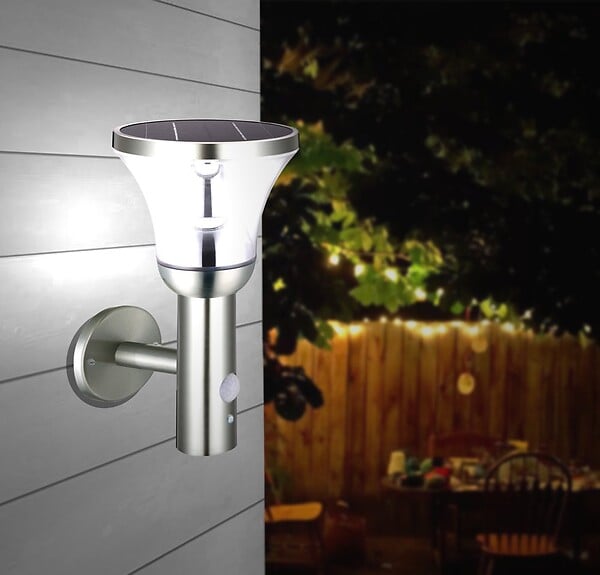 ARLUX - Applique Solaire Bastide 6w 600lm Detecteur De Mouvement - Inox - large