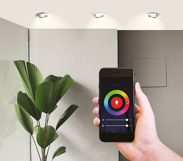 ARLUX - Spot Encastrable Smart Connect Acier Orientable Bbc Gu10 5w Rgb + Blanc Dynamique 380lm - large
