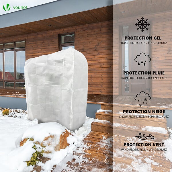 VOUNOT - Lot de 3 Housse Hivernage Plante avec Cordon et zipper Polypropylème 80g/m² 200x240cm blanc - large