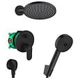 HANSGROHE - Hansgrohe Vernis Blend Pulsify Set de douche tout en 1 avec Douche de tête 205 XXL + Douchette à main 3 jets, Noir mat - vignette