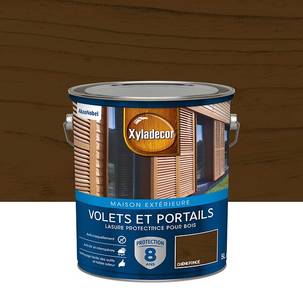 XYLADECOR - Lasure protectrice - Chêne foncé - Satin - Bois extérieurs - 5L - large