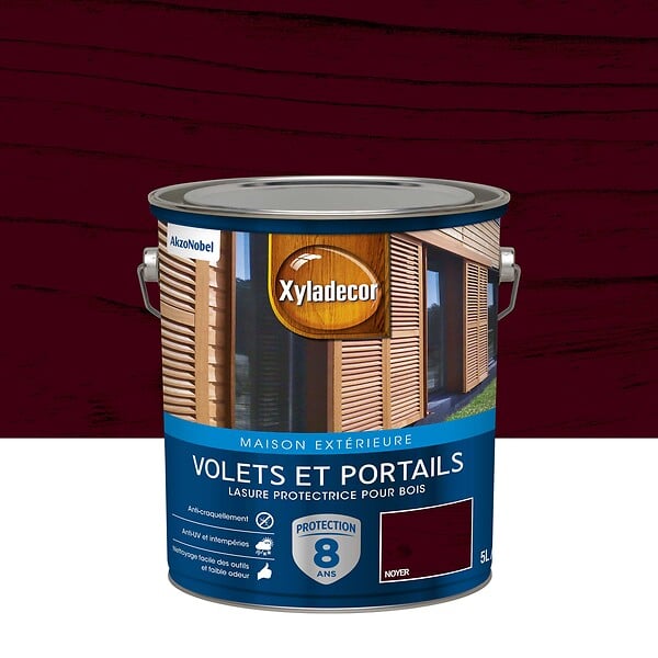 XYLADECOR - Lasure protectrice - Noyer - Satin - Bois extérieurs - 5L - large