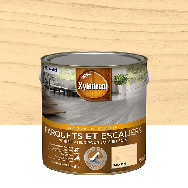 XYLADECOR - Vitrificateur sols - Parquet et escaliers - Incolore - Mat - 2,5L - large