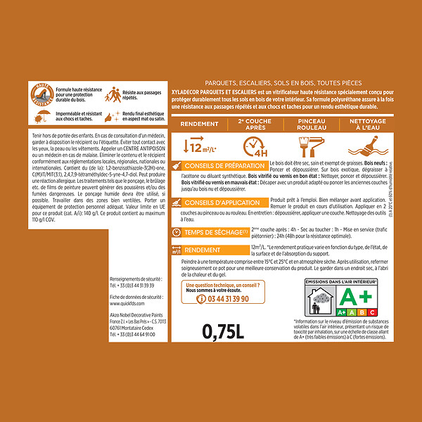 XYLADECOR - Vitrificateur parquet - Polyuréthane - Blanc Gris - 0,75L - large