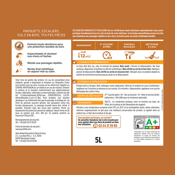 XYLADECOR - Vitrificateur parquet polyuréthane - Incolore - Mat - 5L - large