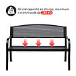 OUTSUNNY - Banc 3 places de jardin terrasse style contemporain 127L x 60l x 87H cm métal époxy anticorrosion noir - vignette