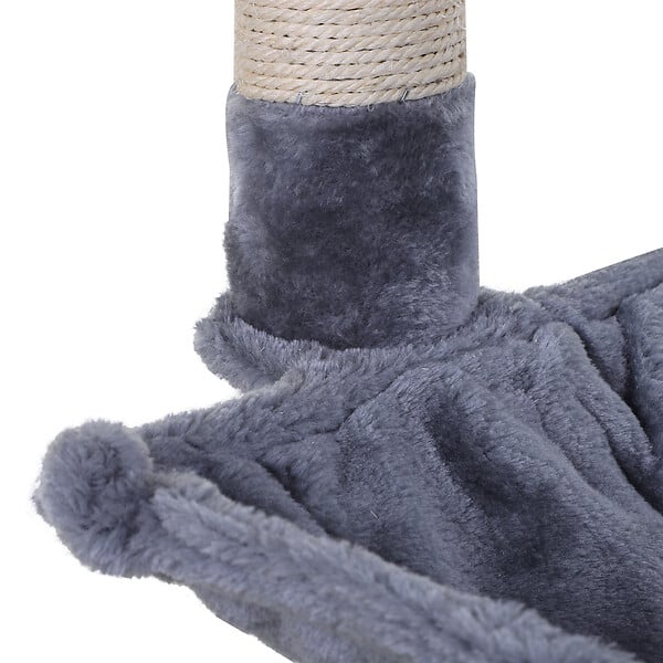 PAWHUT - Arbre à chat 3 griffoirs grattoirs sisal naturel plateforme hamac et boule suspendue dim. 50L x 36l x 70H cm peluche haute densité 220 g/m² gris - large