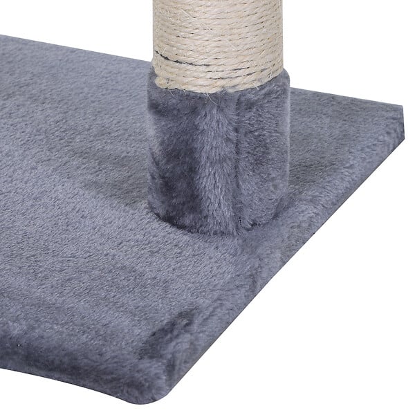 PAWHUT - Arbre à chat 3 griffoirs grattoirs sisal naturel plateforme hamac et boule suspendue dim. 50L x 36l x 70H cm peluche haute densité 220 g/m² gris - large