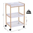 HOMCOM - Chariot de service desserte de cuisine à roulettes 2 étagères + plateau amovible bois de pin MDF blanc - vignette