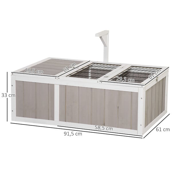 PAWHUT - Enclos pour tortue - parc pour tortue - maison pour tortue terrestre - enclos extérieur avec grillage - bois sapin gris blanc - large
