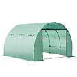 OUTSUNNY - Bâche de rechange serre tunnel 9 mÂ², bâche dim. 3L x 3l x 2H m PE anti-UV imperméable 6 fenêtres + porte enroulable zippée vert - vignette