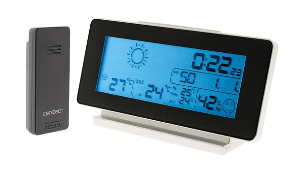 ZENITECH - Station météo Noir et Blanc avec capteur sans fil (IP44) - Zenitech - large