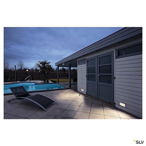 SLV - Encastré mural extérieur BRICK, symétrique, inox, LED, 11W, 3000K, IP65, collerette inox 316 - large